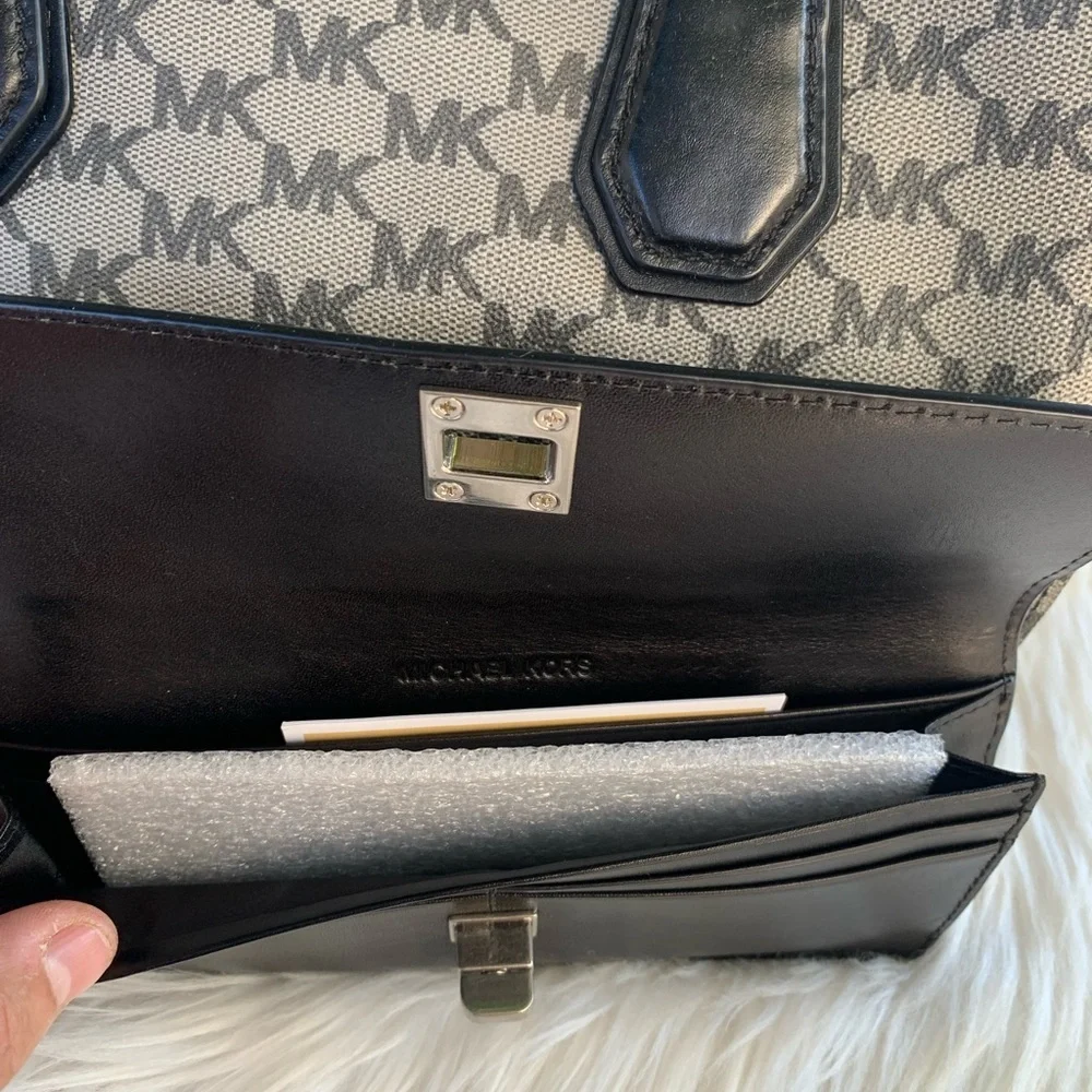 Michael Kors Mercer Monogram Leather Medium Duffle Satchel And Envelop Wallet